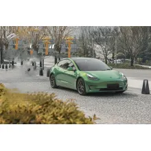 Gloss Aston Martin Iridescent Emerald Green Car Wrap Tesla Model Y Wrap