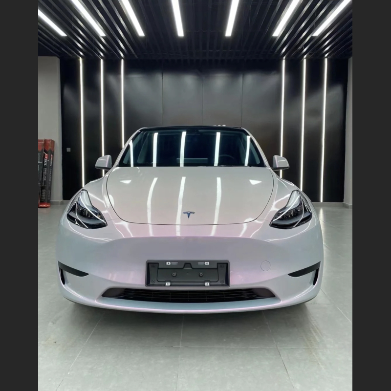 Ravoony Plus Twin Candy Grey Red Color Fliper Car Wrap Tesla Model Y Wrap 