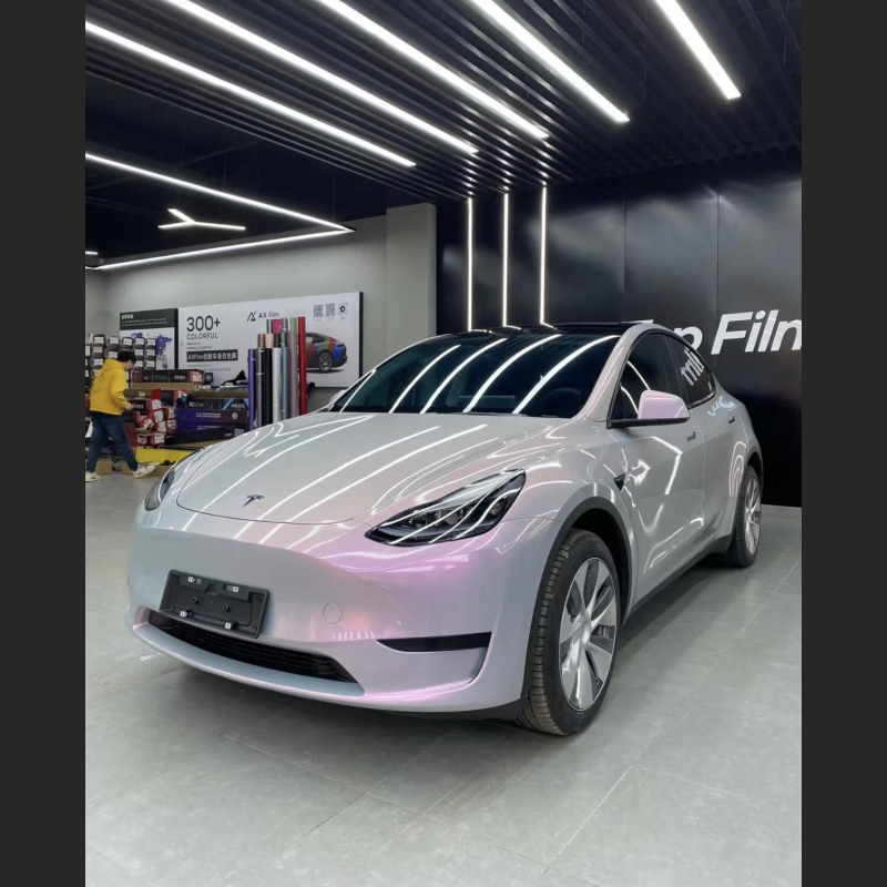Ravoony Plus Twin Candy Grey Red Color Fliper Car Wrap Tesla Model Y Wrap 