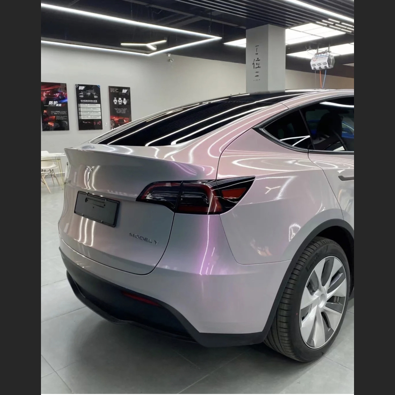 Ravoony Plus Twin Candy Grey Red Color Fliper Car Wrap Tesla Model Y Wrap 