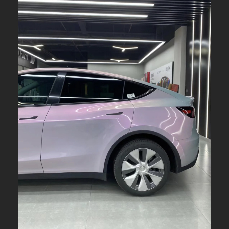 Ravoony Plus Twin Candy Grey Red Color Fliper Car Wrap Tesla Model Y Wrap 