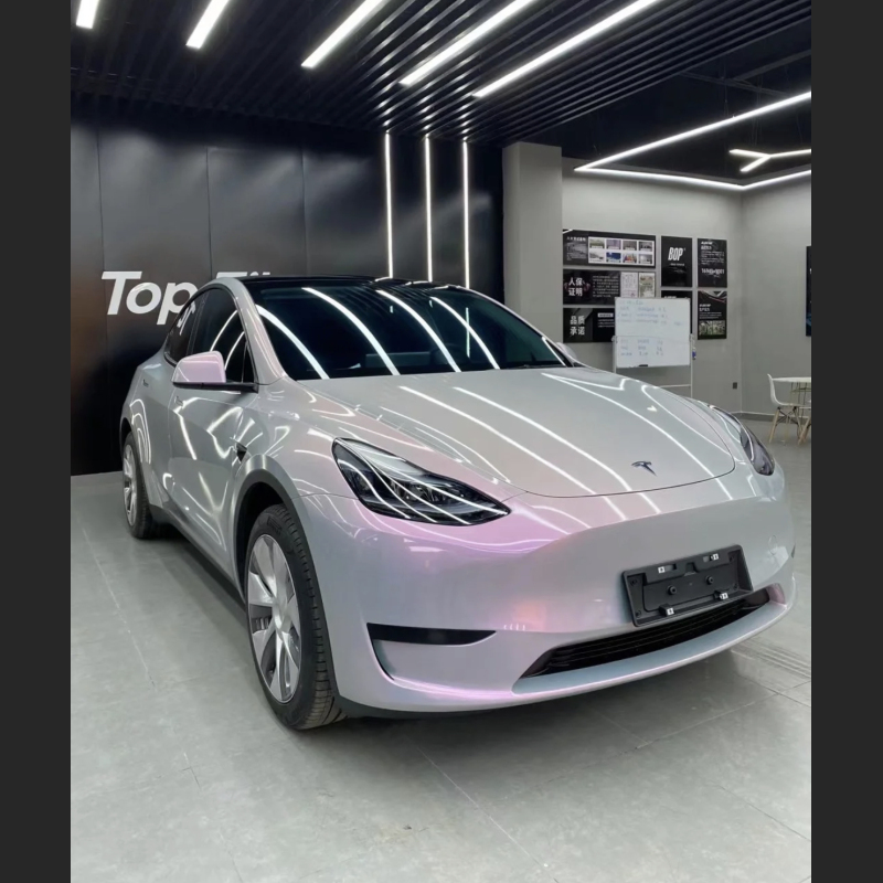 Ravoony Plus Twin Candy Grey Red Color Fliper Car Wrap Tesla Model Y Wrap 