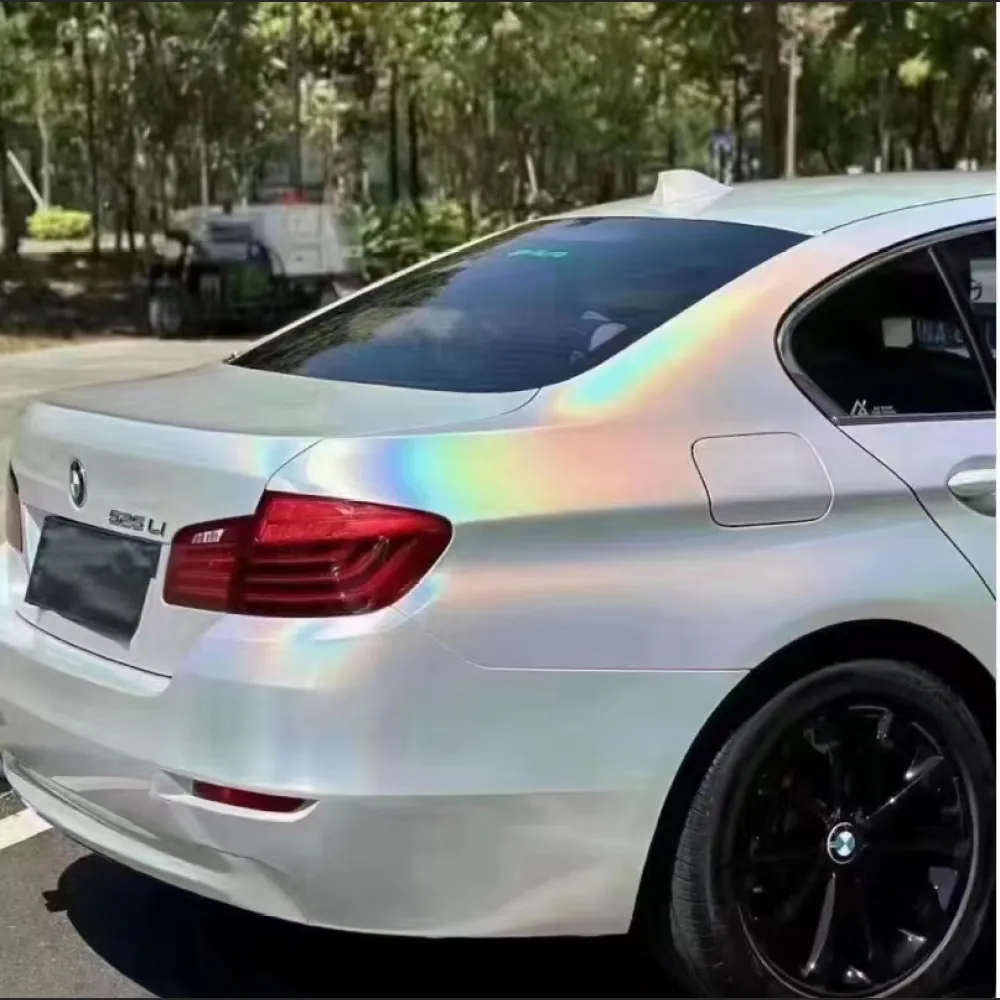 Ravoony Plus Glossy Laser White Car Vinyl Wrap BMW Vinyl Wrap