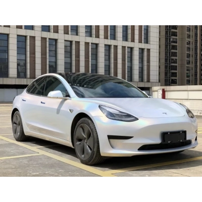 Ravoony Plus Glossy Laser White Car Vinyl Wrap Tesla Model 3 Wrap 02