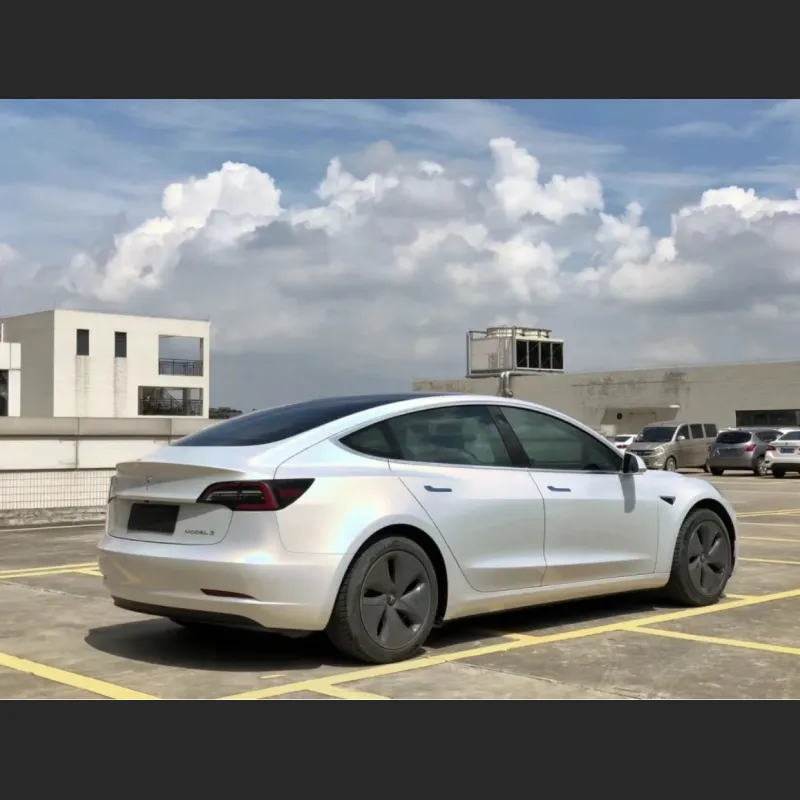 Ravoony Plus Glossy Laser White Car Vinyl Wrap Tesla Model 3 Wrap