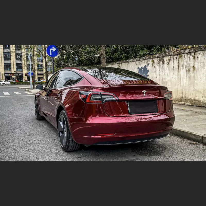 Ravoony Plus Liquid Metallic Dragon Blood Red Vinyl Car Wrap Tesla Model 3 Wrap