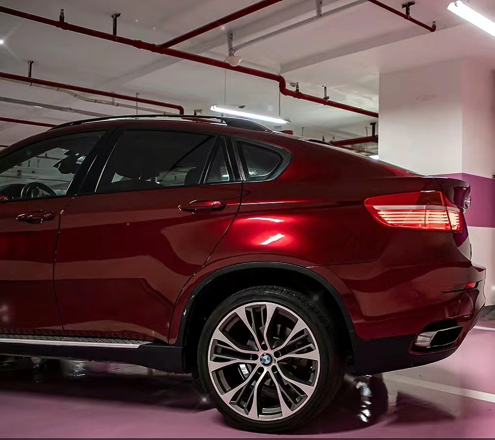 Ravoony Plus Liquid Metallic Dragon Blood Red Vinyl Car BMW X6 Wrap