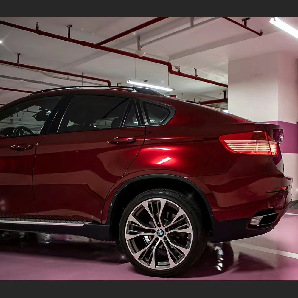 Ravoony Plus Liquid Metallic Dragon Blood Red Vinyl Car BMW X6 Wrap