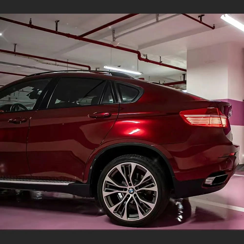 Ravoony Plus Liquid Metallic Dragon Blood Red Vinyl Car BMW X6 Wrap