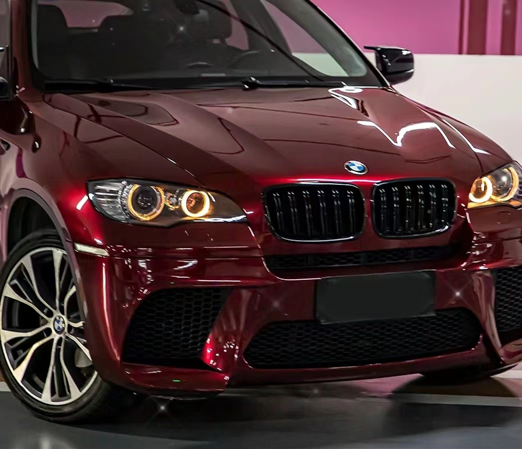 Ravoony Plus Liquid Metallic Dragon Blood Red Vinyl Car BMW X6 Wrap