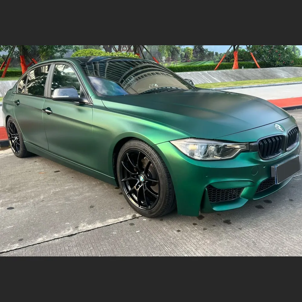 Ravoony Plus Matte Chrome Venom Green Car Wrap BMW 3 Series Wrap