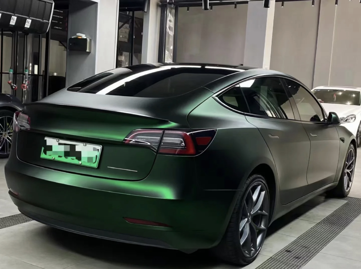 Ravoony Plus Matte Chrome Venom Green Car Wrap Tesla Model 3 Wrap