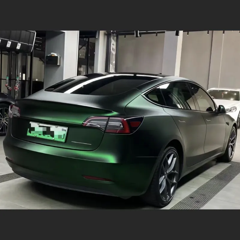 Tesla Model 3 Wrap,Best Ravoony Matte Venom Green Car Wrap Tesla Model 3  Wrap