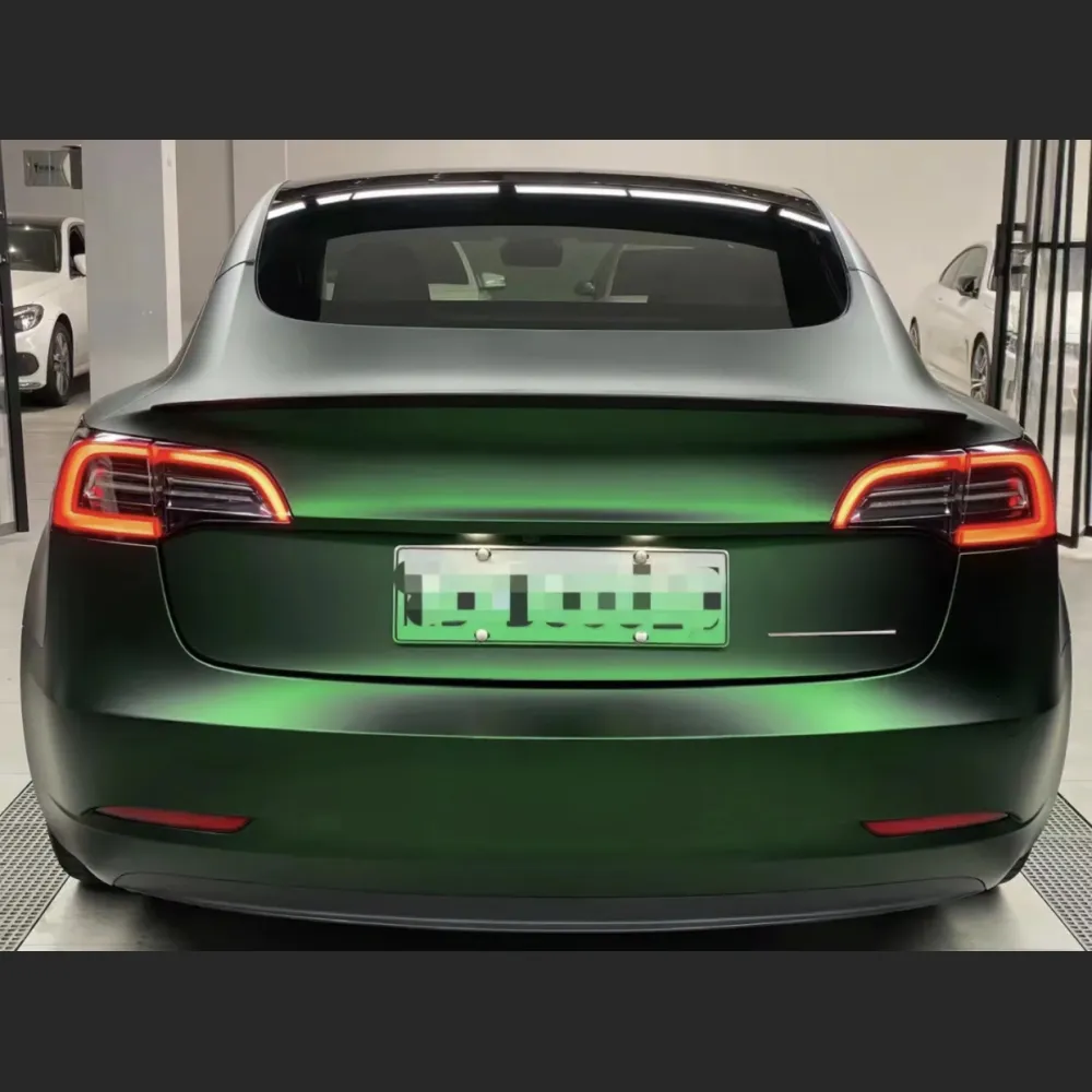 Ravoony Plus Matte Chrome Venom Green Car Wrap Tesla Model 3 Wrap