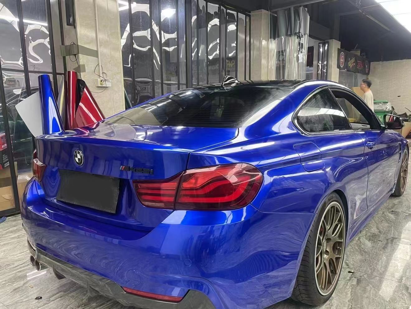 Ravoony Plus Tesla Gloss Deep Blue Vinyl Car Wrap BMW 4 Series Wrap