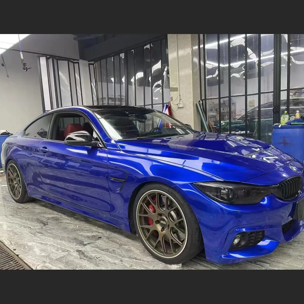 Ravoony Plus Tesla Gloss Deep Blue Vinyl Car Wrap BMW 4 Series Wrap