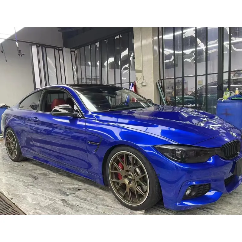 Tesla Gloss Deep Blue Vinyl Car Wrap BMW 4 Series Wrap