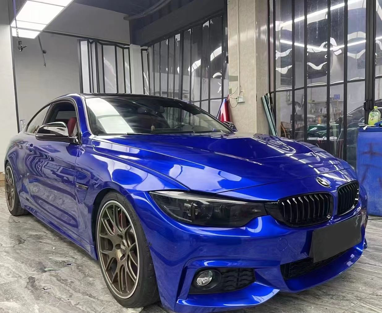 Ravoony Plus Tesla Gloss Deep Blue Vinyl Car Wrap BMW 4 Series Wrap