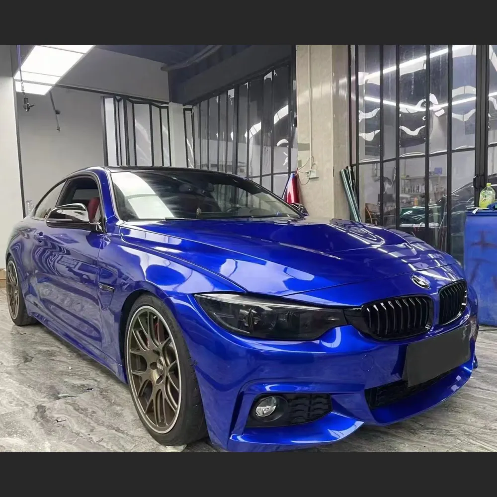 Ravoony Plus Tesla Gloss Deep Blue Vinyl Car Wrap BMW 4 Series Wrap