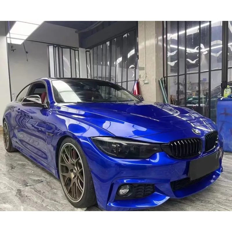 Tesla Gloss Deep Blue Vinyl Car Wrap BMW 4 Series Wrap