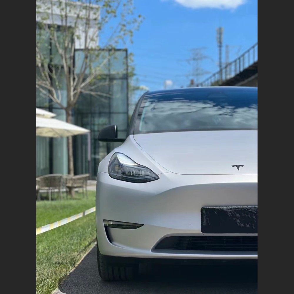 Ravoony Plus Ultimate Flat Silver Car Vinyl Wrap Tesla Model Y Wrap