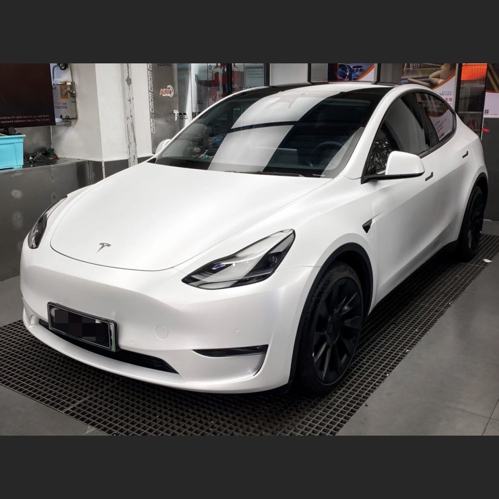 Ravoony Plus Satin White Car Wrap Tesla Model Y Wrap