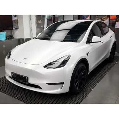 Ravoony Plus Satin White Car Wrap Tesla Model Y Wrap 02