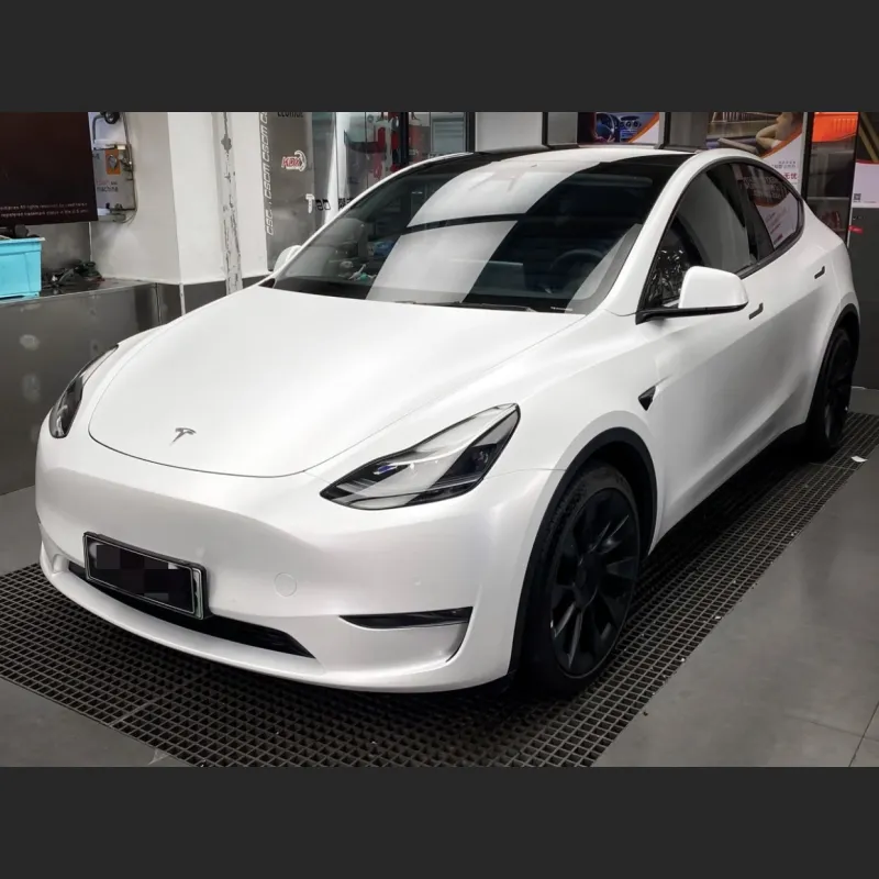 Ravoony Plus Satin White Car Wrap Tesla Model Y Wrap