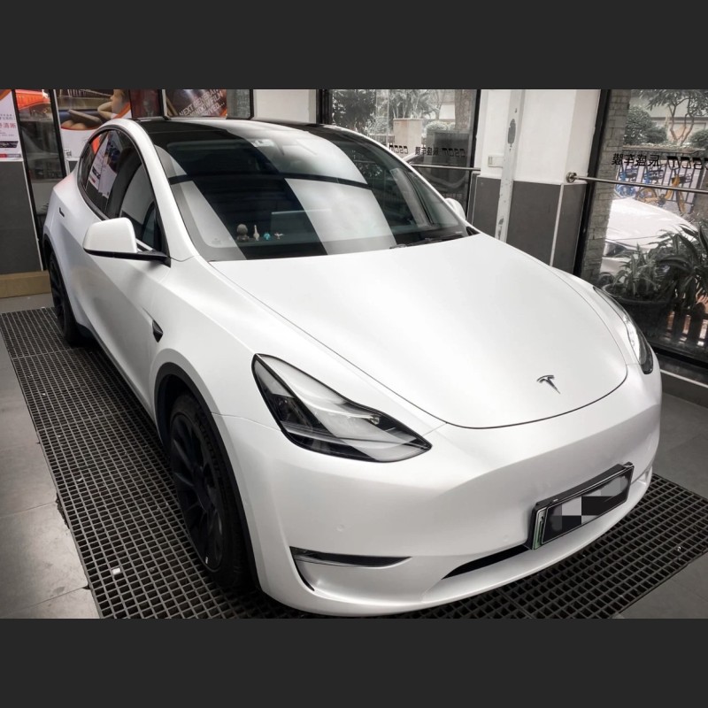 Ravoony Plus Satin White Car Wrap Tesla Model Y Wrap