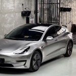 Ravoony Plus Matte Metallic Silver Glitter Car Wrap Tesla Model 3 Wrap