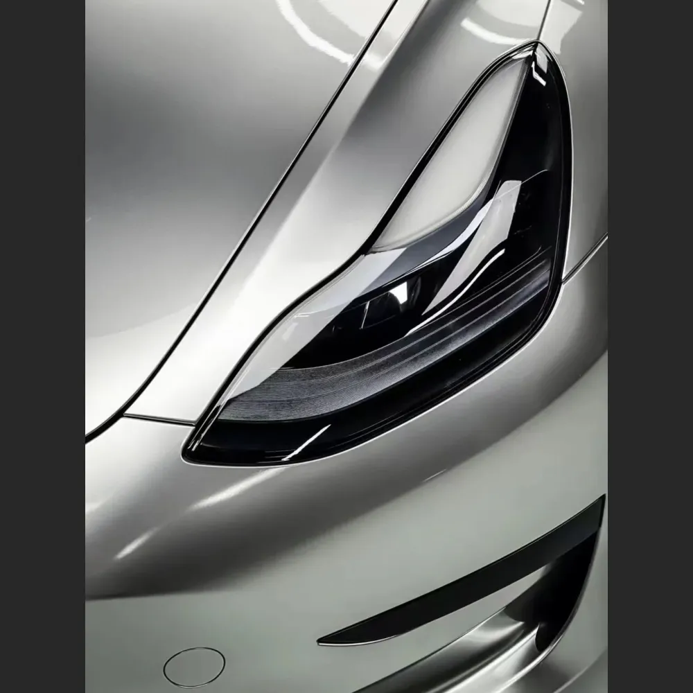 Ravoony Plus Matte Metallic Silver Glitter Car Wrap Tesla Model 3 Wrap