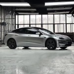 Ravoony Plus Matte Metallic Silver Glitter Car Wrap Tesla Model 3 Wrap