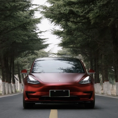 Ravoony Plus PET Matte Chrome Romanee Red Vinyl Car Wrap Tesla Model 3 Wrap 02