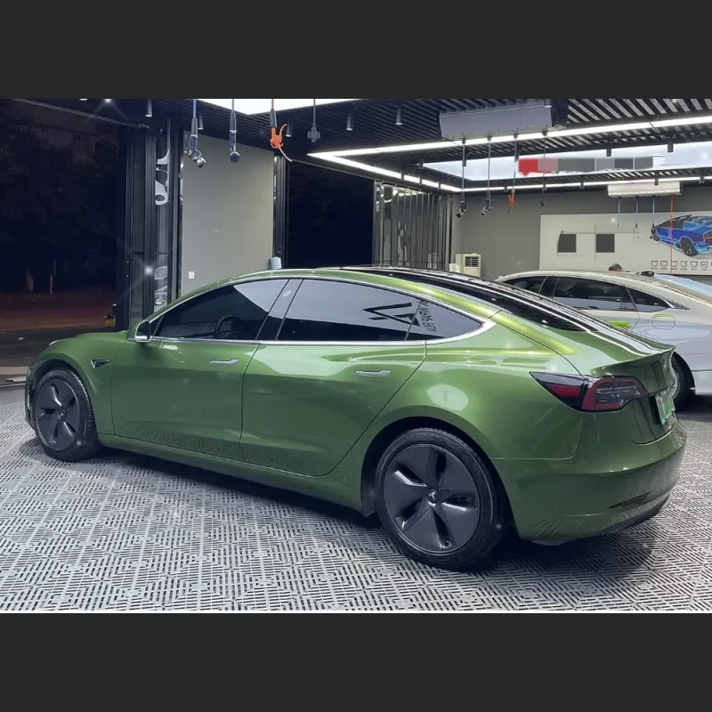 Ravoony Plus Metallic Mamba Green Car Vinyl Wrap Tesla Model 3 Wrap