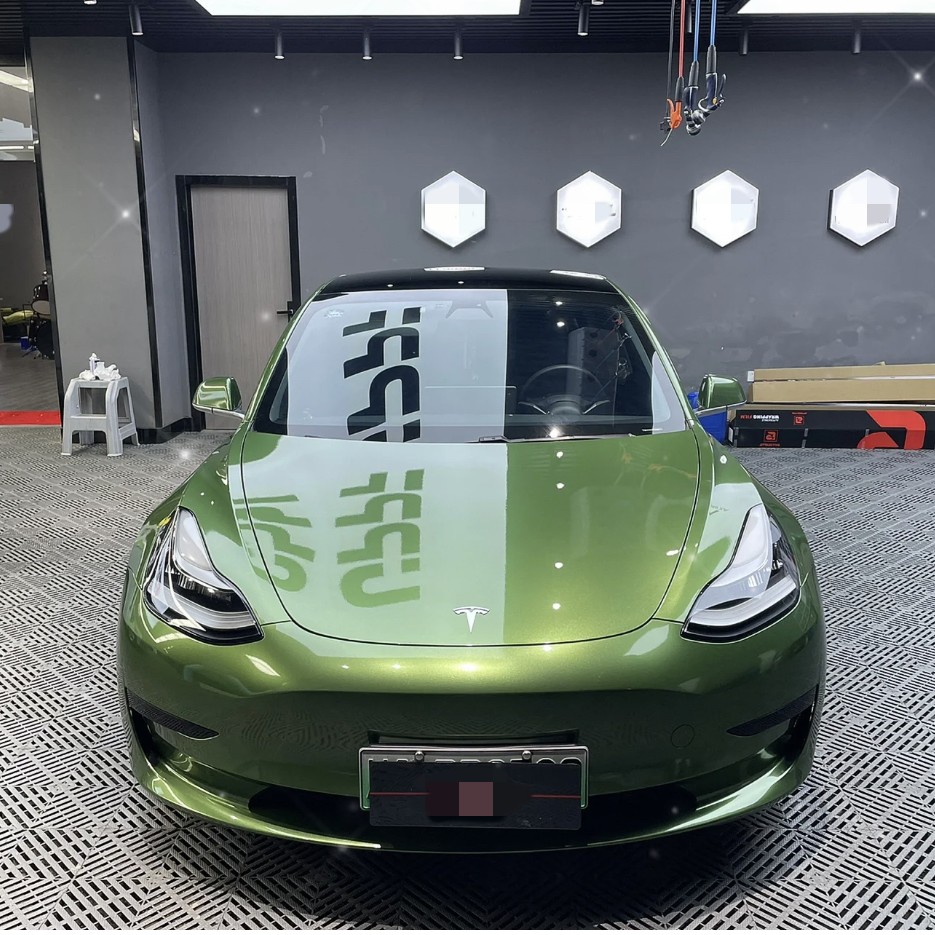 Ravoony Plus Metallic Mamba Green Car Vinyl Wrap Tesla Model 3 Wrap