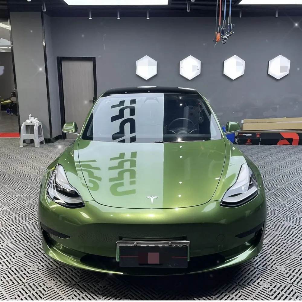 Tesla Model 3 Wrap, Best Ravoony Metallic Mamba Green Car Vinyl Wrap Tesla Model 3 Wrap