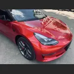 Ravoony Plus Gloss Metallic Vampire Red Vinyl Car Wrap Tesla Model 3 Wrap