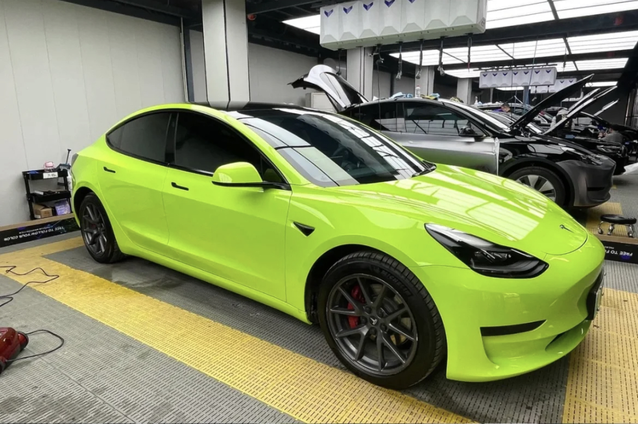 Model 3 store green wrap
