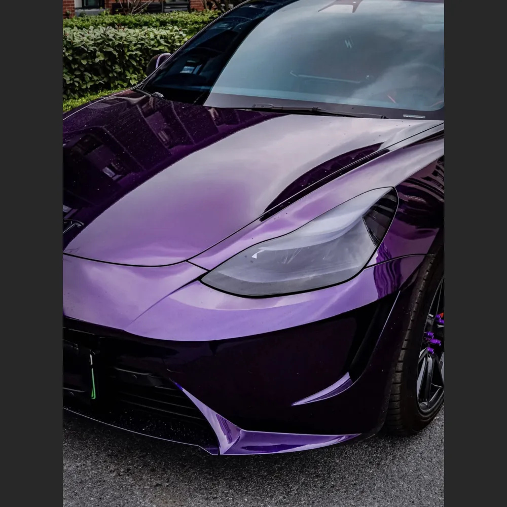 Tesla Model 3 Wrap ,Best Ravoony Gloss Midnight Purple Car Vinyl Wrap Tesla  Model 3 Wrap - midnight purple wrap 