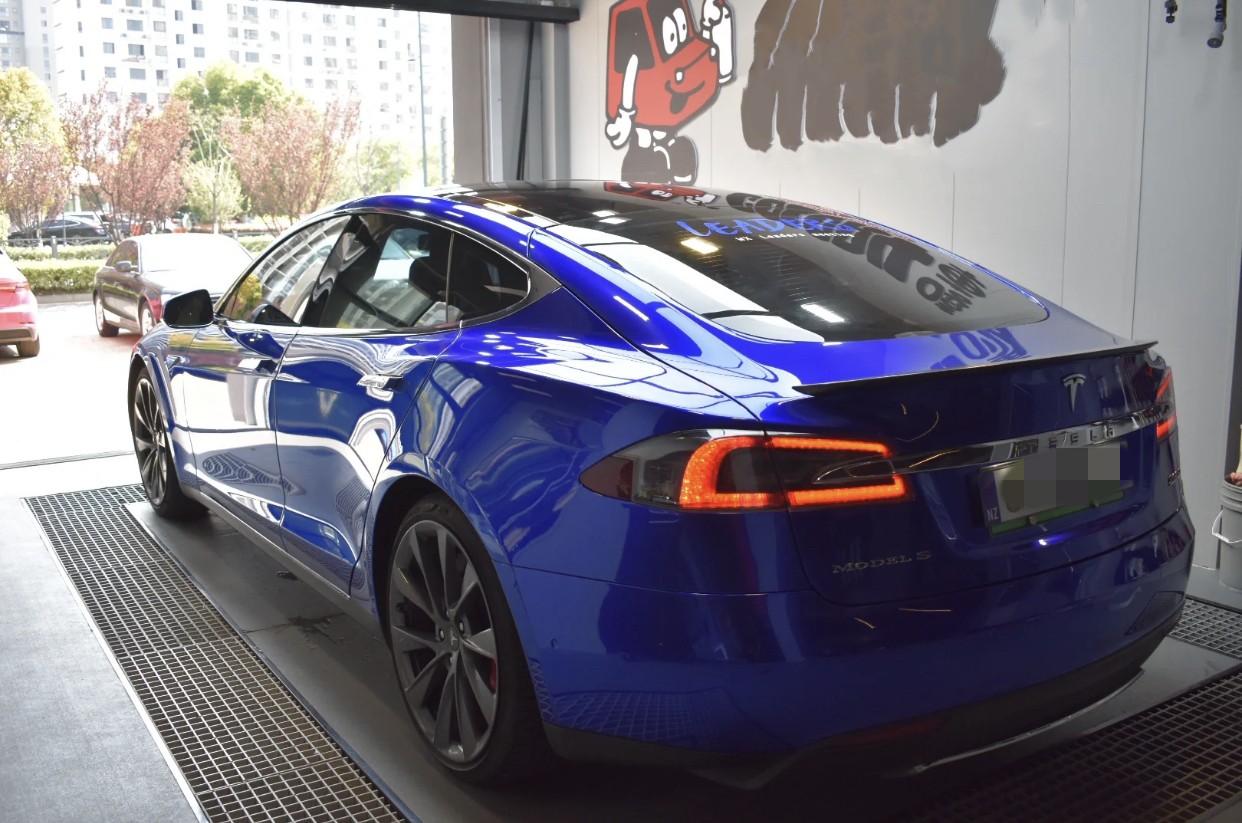Ravoony Plus Tesla Gloss Deep Blue Vinyl Car Wrap Tesla Model S Wrap