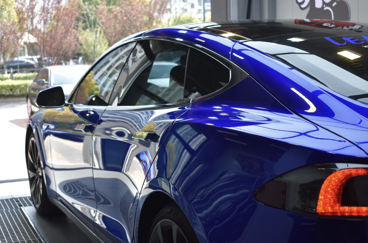 Ravoony Plus Tesla Gloss Deep Blue Vinyl Car Wrap Tesla Model S Wrap