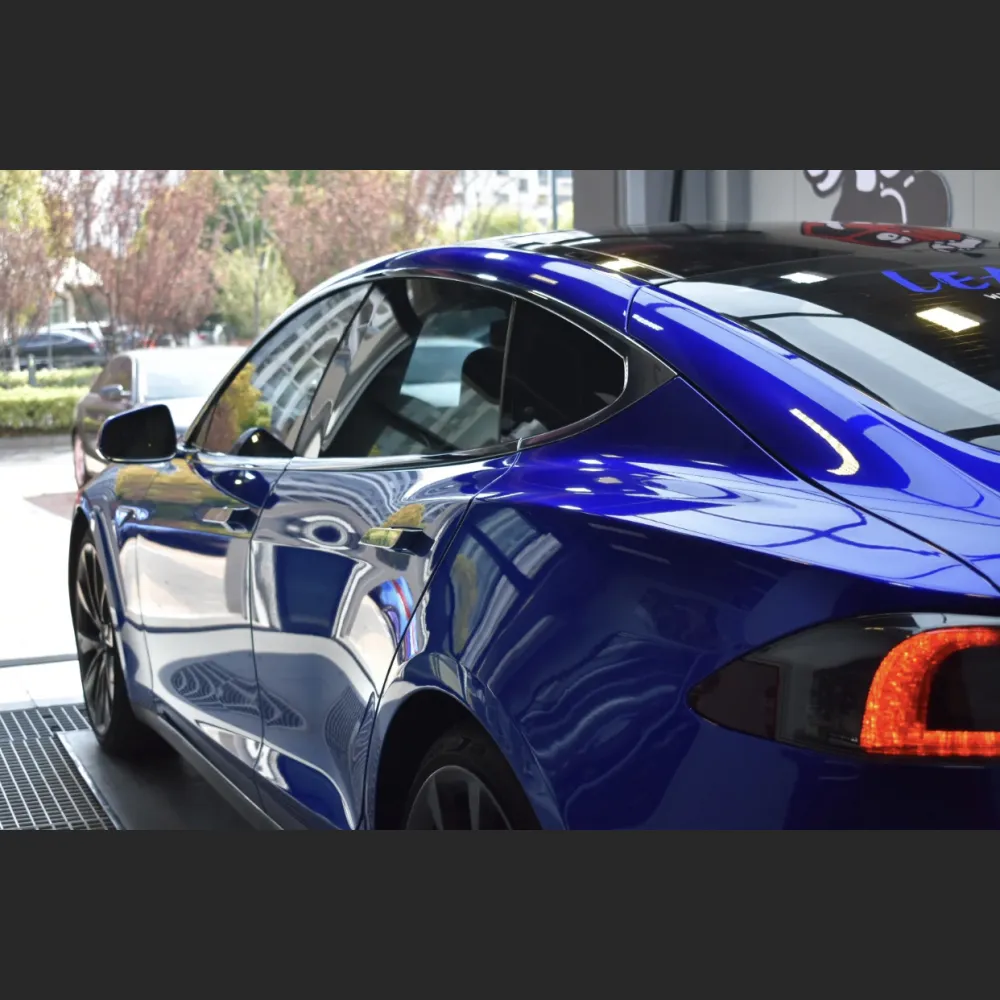 Ravoony Plus Tesla Gloss Deep Blue Vinyl Car Wrap Tesla Model S Wrap