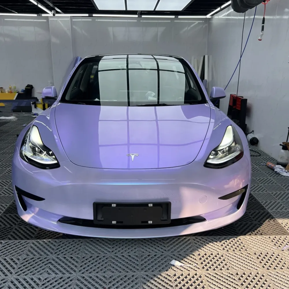 Ravoony Plus Twin Silver Purple Car Vinyl Wrap Tesla Model 3 Wrap