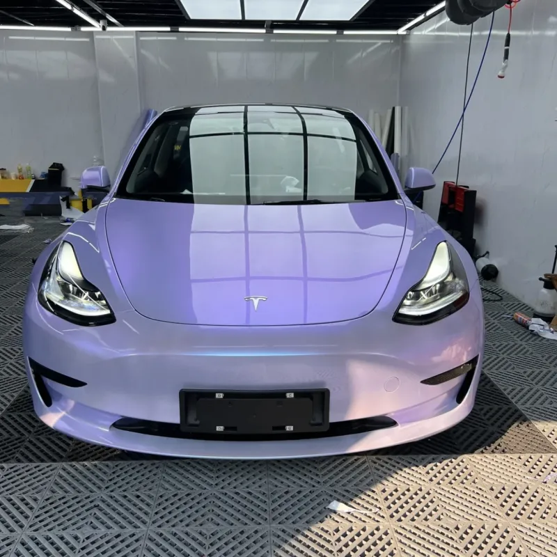  Ravoony Plus Twin Silver Purple Car Vinyl Wrap Tesla Model 3 Wrap