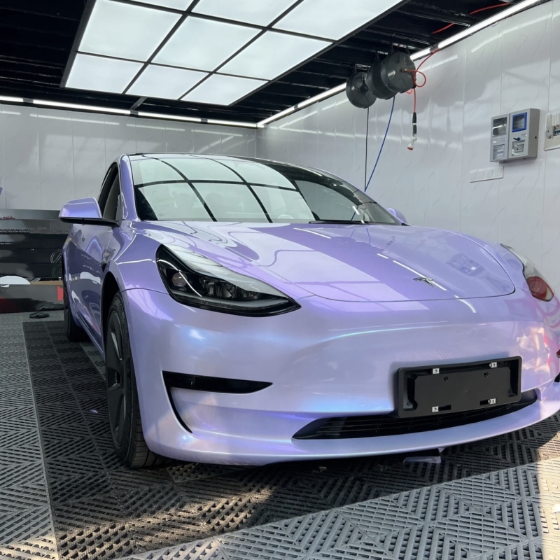 Ravoony Plus Twin Silver Purple Car Vinyl Wrap Tesla Model 3 Wrap