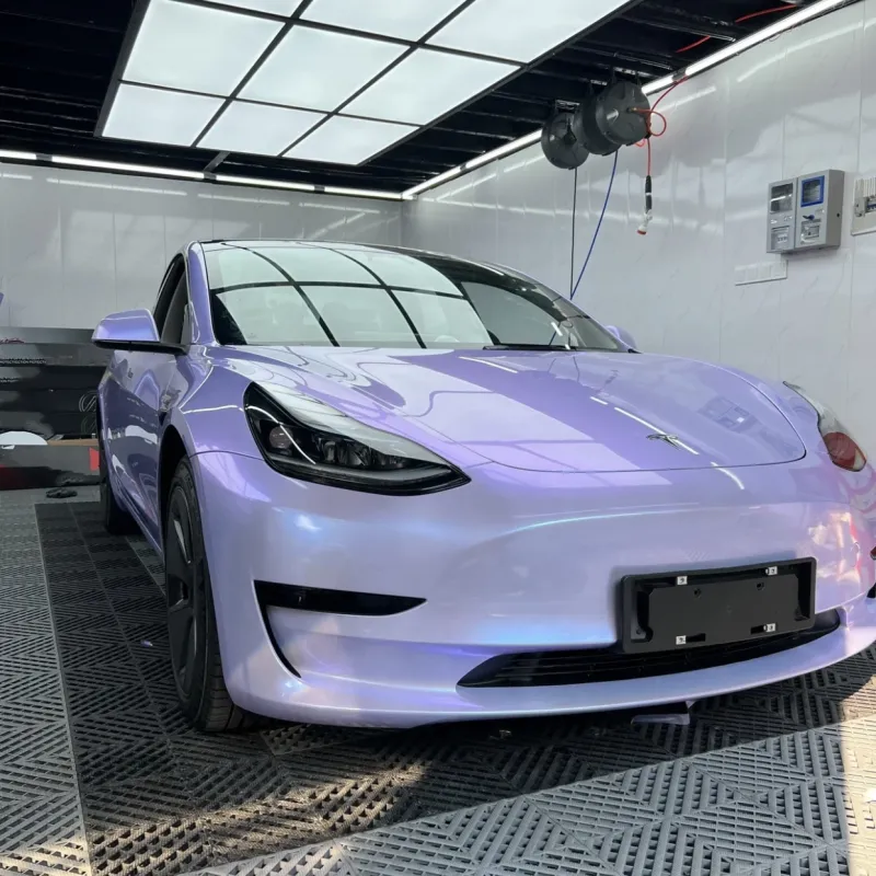 Ravoony Plus Twin Silver Purple Car Vinyl Wrap Tesla Model 3 Wrap