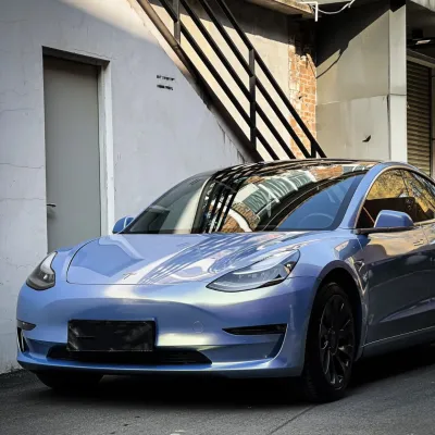 Ravoony Plus Abudhabi Blue Car Vinyl Wrap Tesla Model 3 Wrap 02