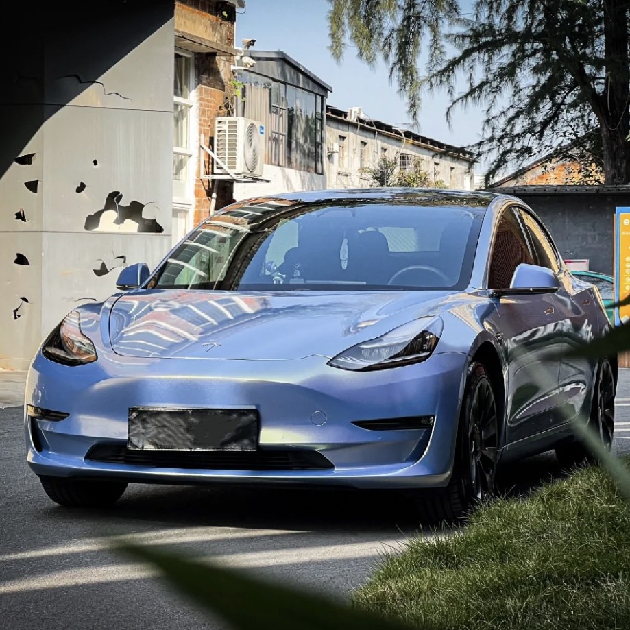 Ravoony Plus Abudhabi Blue Car Vinyl Wrap Tesla Model 3 Wrap
