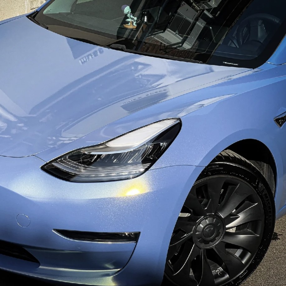 Ravoony Plus Abudhabi Blue Car Vinyl Wrap Tesla Model 3 Wrap