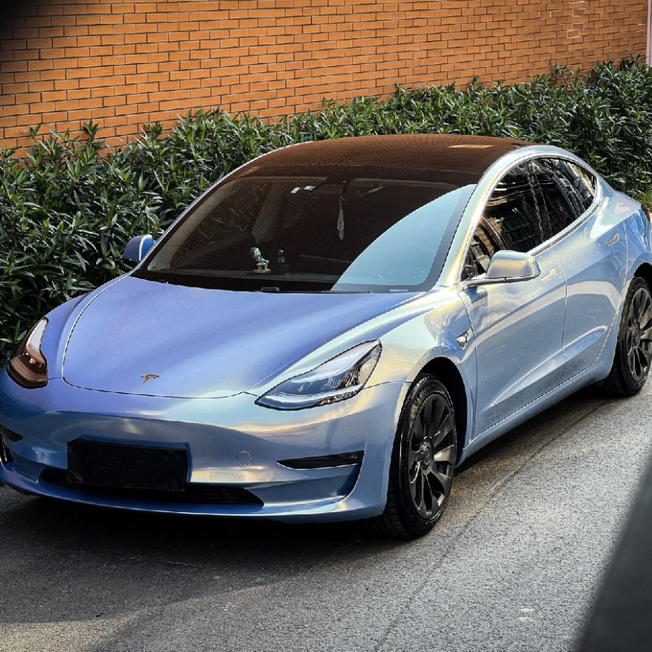 Ravoony Plus Abudhabi Blue Car Vinyl Wrap Tesla Model 3 Wrap